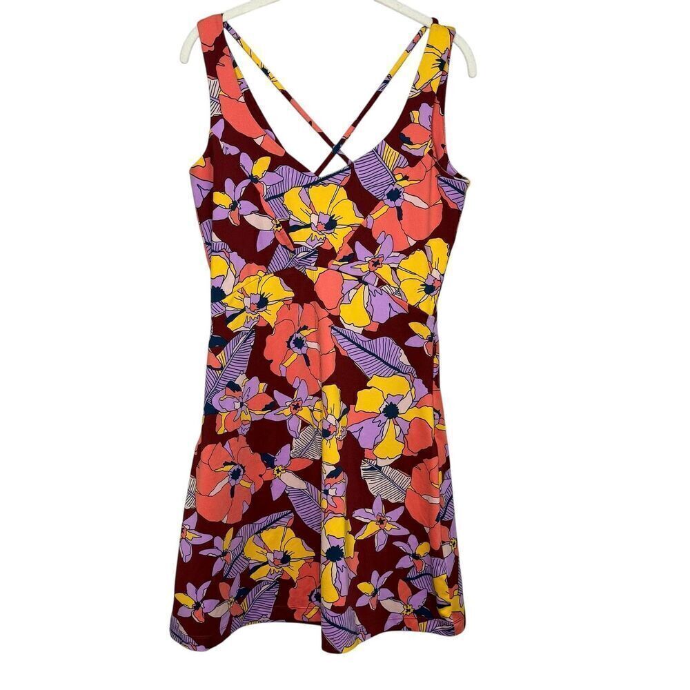 Title Nine Dress Womens Small Buttah Criss Cross Back Floral S21
